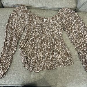 Brown patterned top size XS